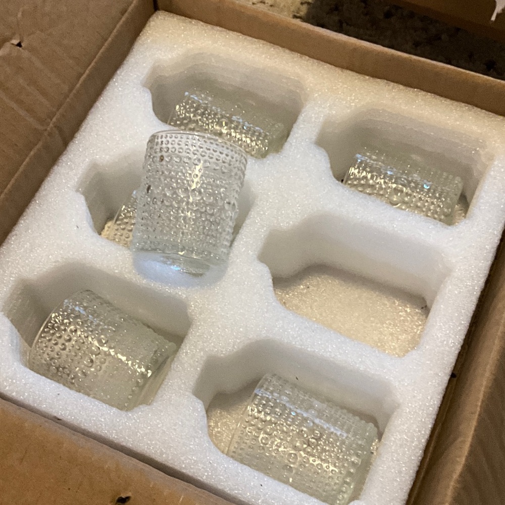 Set of Textured Clear Glass Tumblers